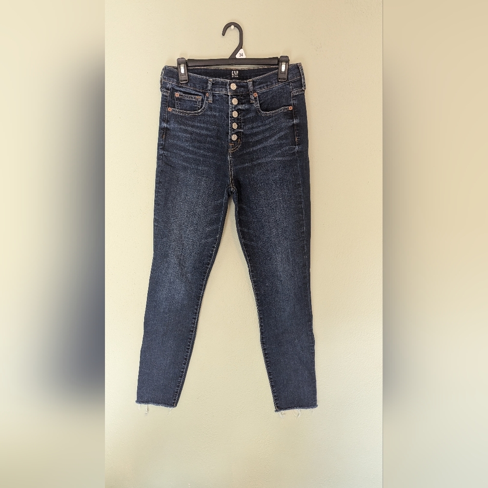 GAP TRUE SKINNY TALL JEANS BUTTON FLY DARK WASH